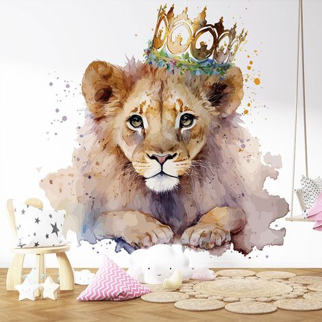 Papier peint panoramique Enfants - Lionne Couronne - 130 cm x 84 cm (1/4)