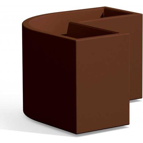 Pot de fleurs d'angle au design moderne, 160 x 35 cm, H 50 cm, en polymère brun résistant pour l'intérieur et l'extérieur - Monacis (1/2)