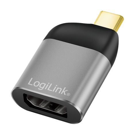 LogiLink CUA0204 cambiador de género para cable USB-C DisplayPort Negro, Gris (1/4)