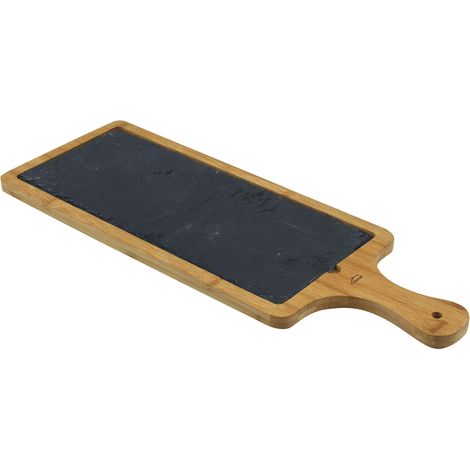 Ardoise et panneau de bambou, rectangulaire, 50x18x1'5 cm
