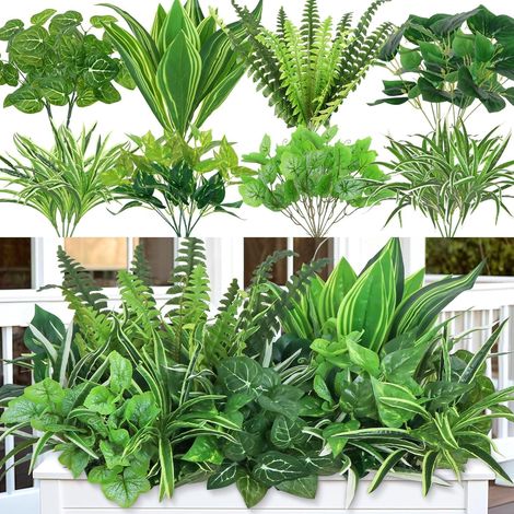 18 Pièces Plante Artificielle Extérieur Plantes Artificielles Résistantes Aux UV Fausse Fougère de Boston Plantes Artificielles de Verdure Exterieur pour Jardin Porche Fenêtre Décoration (1/5)