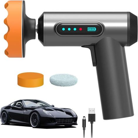 Akku-Poliermaschine, Polierpad-Maschine mit 4000-mAh-Akku, Poliermaschine und Polierpads mit einer Drehzahl von 20000 U/min, 3 Polierpads (1/5)