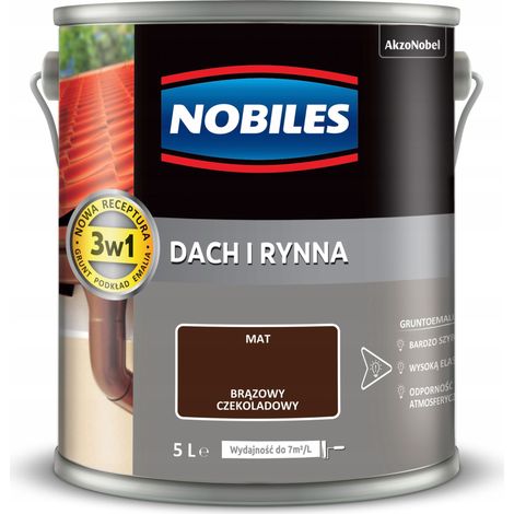 Esmalte para techos y canalones Nobiles, color marrón chocolate, 5 l, 1 unidad. (1/2)