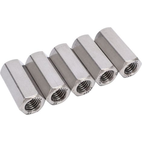 Lot de 5 écrous de raccordement hexagonaux en acier inoxydable anticorrosion M12, couleur argent, pour vis et boulons (1/5)