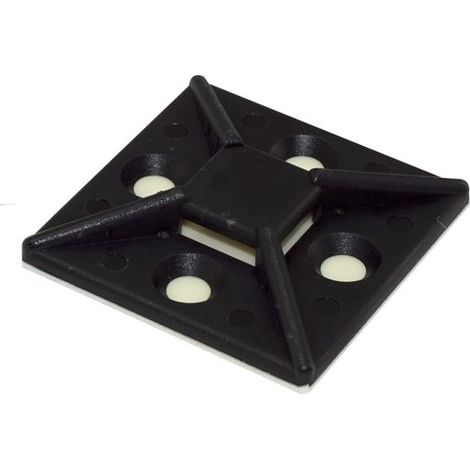 Embase pour serre-câbles autoadhésive noire 38.5mm x 38,5 mm, Ø fixation 5mm ( Prix pour Sachet de 50 )