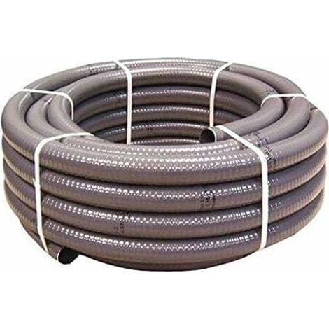 Tuyau PVC semi rigide Longueur 10M diamètre 50mm extérieur Gris souple diam intérieur 43mm ZENLYS Piscine au sel ou chlore (1/4)