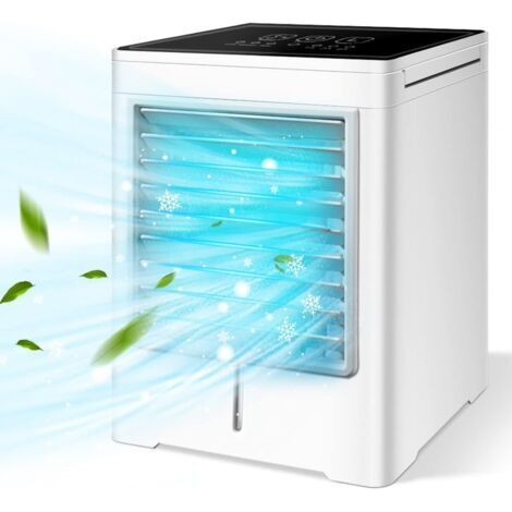 Climatiseur portable, climatiseur évaporatif à 3 vitesses, minuterie tactile USB 1/3/6 heures, mini ventilateur de climatiseur de bureau, adapté à la chambre, au bureau, à la chambre, au camping-car, (1/5)