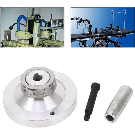 Roue de manivelle adaptée aux mini-tours tels que 712, 714, 0618, CJ18A, etc. Roue de manivelle pour mini-machine-outil avec poignée, 80 mm en alliage d'aluminium. (1/5)