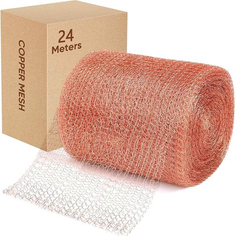 1 Rouleau Maille de cuivre, 24M x 12,5CM, Tricotée pure, Flexible, Pour trou de construction et jardinage (1/5)