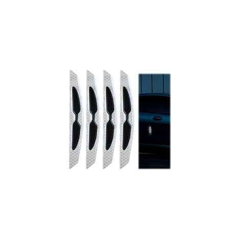 Lot de 4 autocollants protection portiere voiture blancs, réfléchissants pour la nuit, utilisables sur tous types de voitures.