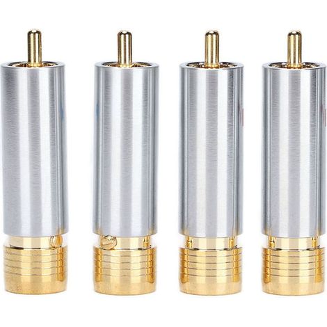 4PCS Connecteur Audio RCA Auto-bloquant Sans Soudure Doré Preffair/R1722 (Logo Rouge et Bleu) (1/5)