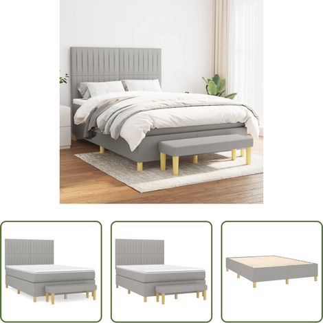 vidaXL Matelas à ressorts ensachés -  Sommier à lattes de lit avec matelas Gris clair 140x190cm Tissu (1/5)