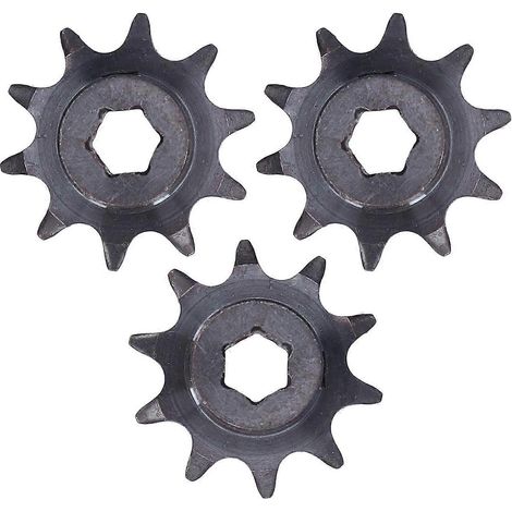 3-teiliges Kettenrad-Antriebsrad-Set aus Stahl, 8 mm Teilung, Sechskantbohrung, 10 Zähne, Artikelnummer 5307‑4008‑0010