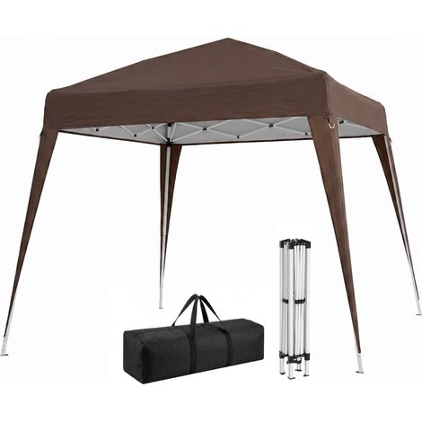 Outsunny carpa plegable 2,4x2,4 m, pop-up, cenador pabellón de jardín, altura ajustable con bolsa de transporte, anti-uv, impermeable, café (1/5)