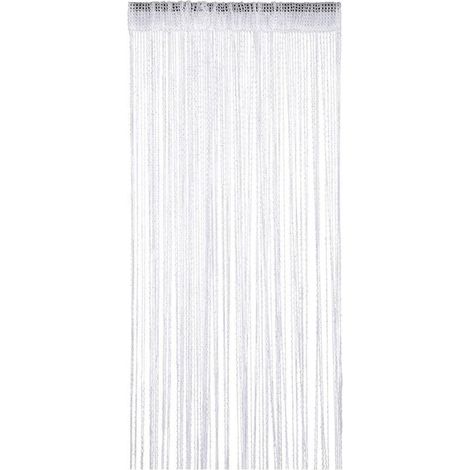 Rideau de porte moustiquaire, 1 pièce, avec fil à paillettes blanches, 90 x 200 cm, séparateur de pièce, pour porte extérieure et décoration festive. (1/5)