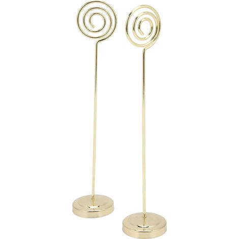 Lot de 2 supports numéro table 200mm rond métal stable design demi-cercle convexe électroplaqué doré (1/5)