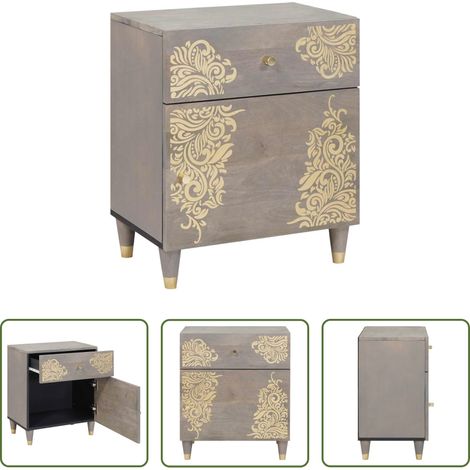 vidaXL Table de nuit moderne - Cabinet de chevet avec porte avec tiroir Gris 50 x 33 x 60 cm (1/5)
