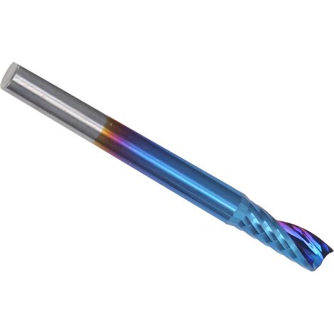 Fraise à une seule hélice en acier au tungstène avec revêtement nano bleu, outil de coupe CNC 4x10x40 (1/5)