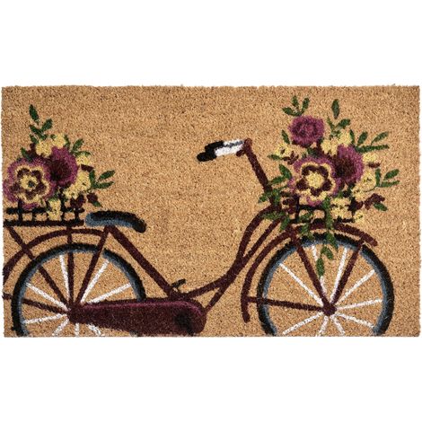 Fußmatte AVAK Naturfarben 45 x 75 cm Fahrrad Kokosfasern