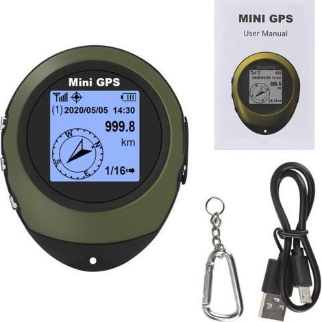 Cyanblaues Mini-GPS-Navigationsgerät, Satellitenkompass für Outdoor-Sportarten, Wandern, tragbar (1/4)