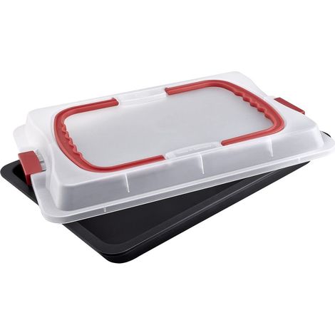Dr.Oetker 1012 Bake&Go Teglia con Coperchio, Acciaio, 42 x 29 x 4 cm, Nero (1/5)