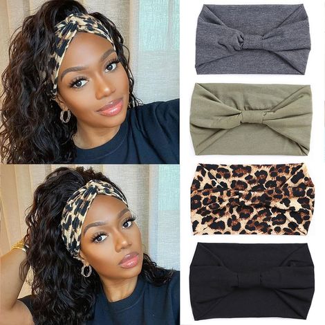 Bandeaux larges pour femmes - Bandeau élastique bohème antidérapant - Accessoire de cheveux imprimé tendance, idéal pour les perruques noires, le yoga en extérieur, le sport et la course à pied (1/5)
