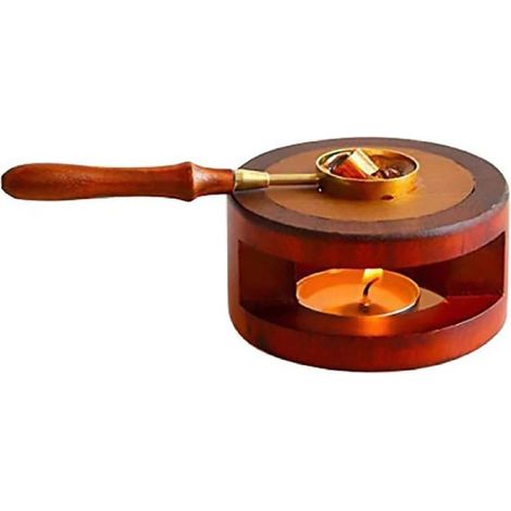Chauffe-cire, manche en bois, cuillère à fondre, outil pour four à cire à cacheter, sceau pour enveloppes de mariage (1/5)