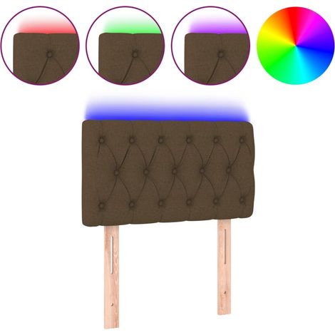 Tête de Lit - Armoire de Tête de Lit à LED Marron foncé 80x7x78/88 cm Tissu fr20412 (1/5)