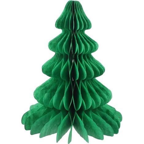 Décoration Sapin de Noël en Papier Nid d'abeille Vert Pliable (1/5)