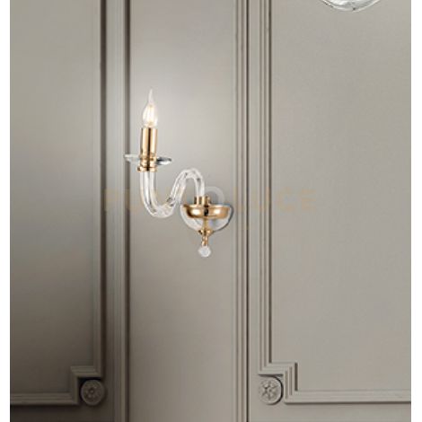 APPLIQUE RAVEL 1 LUCI CRISTALLO E ORO ATTACCO E14 H.29CM