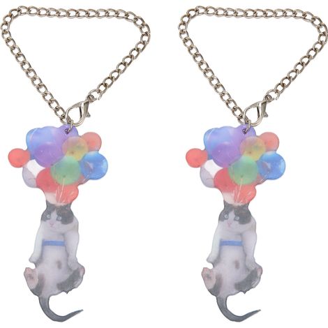 2pcs Décoration Suspendue Chat Ballon, Ornement de Voiture Mignon Réaliste avec Ballons Colorés, Accessoire de Sac (1/5)
