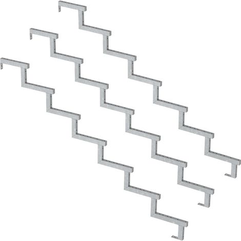 3er Set Stahl Treppenwange 7 Stufen - Option für Setzstufen-Höhe 119cm