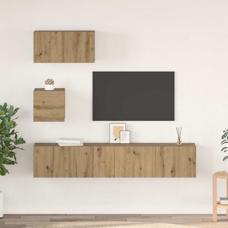 TV-Schrankset Wandmontiert 3 pcs Artisan-Eiche Holzwerkstoff