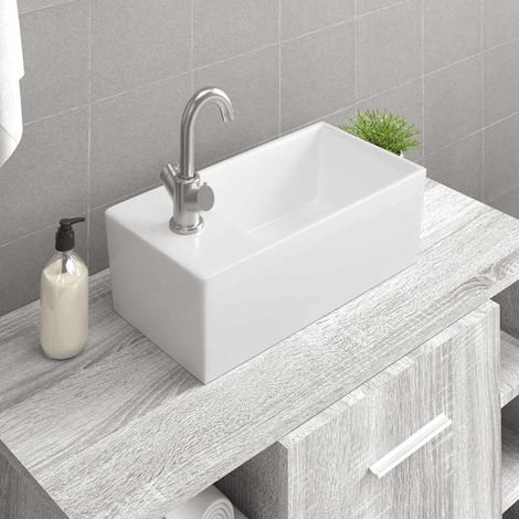 Lavabo blanc 48x25x15 cm céramique (1/5)