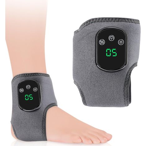 5-Gang-Heißkompresse, 3-Gang-Vibrationsknöchelstütze, Elektrischer USB-Knöchelmassagestabilisator, Temperaturgesteuertes NTC-Heißkompressentherapie-Fußmassagegerät,Grey (1/5)
