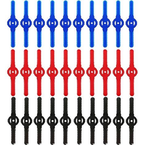 Lot de 30 lames de rechange pour coupe-bordures, lames en plastique multicolores, accessoires de jardinage pour débroussailleuse et entretien des espaces verts