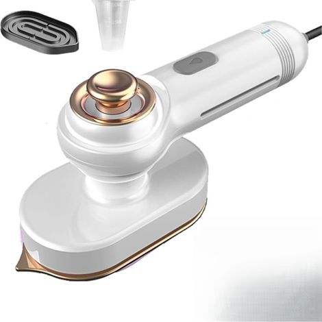 Défroisseur vapeur portable blanc, poignée rotative, fer vapeur compact, anti-plis vêtements maison voyage bureau (1/5)