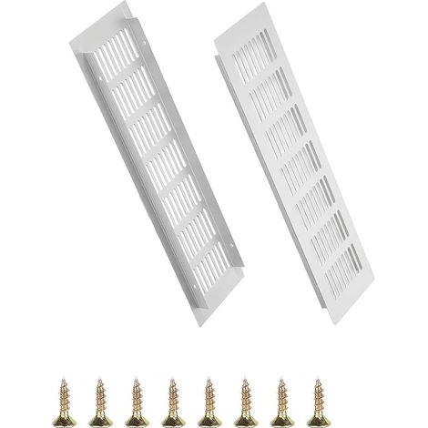 Aluminium Ventilation Grille Rectangular 2 Pieces 30 x 8 cm Silver for Ventilation Closets and Bedrooms with Screws Included (1/5)
