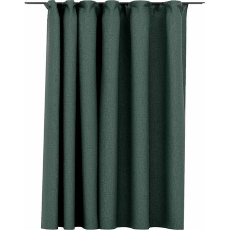 Rideau occultant d'aspect de lin avec crochets Vert 290x245 cm