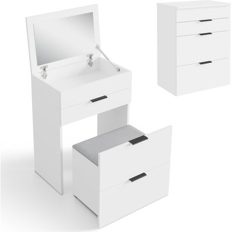 Toilette Rubi bianca, apribile, con sedile imbottito e specchio, modulare