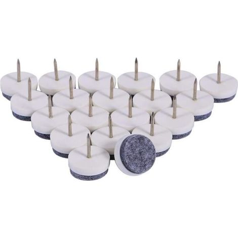 20 Pièces De Clous De Coussinet De Meuble, 24 Mm À Clouer Patins De Feutre À Glissière Protecteurs De Sol Pour Chaise De Meub[U3572] (1/4)
