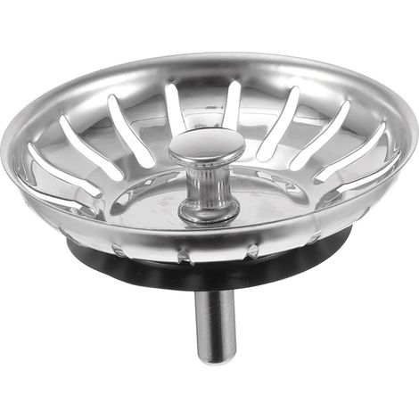 Tapón de desagüe para fregadero, tapón de desagüe universal para fregadero de cocina, acero inoxidable, 78 mm de diámetro. (1/5)
