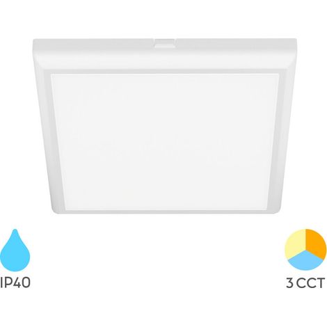 Plafonnier LED blanc encastrable ou saillie 20W 3-en-1 carré (1/5)