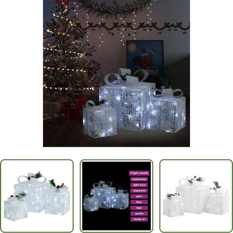 LED-Geschenkbox - Geschenkboxen Deko-Set 3 Stk. Weiß Outdoor Indoor (1/5)