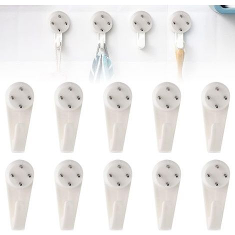Non-Trace Crochets De Support Murals,Crochets Muraux,Crochets En Plastique,Crochet Tableau Mural,Crochet Pour Cadre,Crochet Mural En Plastique Invisible,Crochet Beton Sans Trace,10 Crochets (1/5)