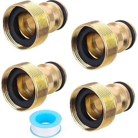 Set mit 4 universellen Armaturen für Mischbatterien - Schlauchadapter - Schnellkupplung - Gartenschlauchanschluss (Außengewinde, goldfarben) (1/5)