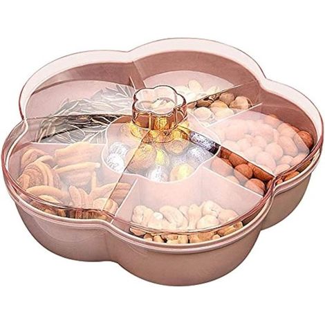 Caja para guardar aperitivos - una bandeja con tapa para guardar frutos secos y frutas deshidratadas - rosa