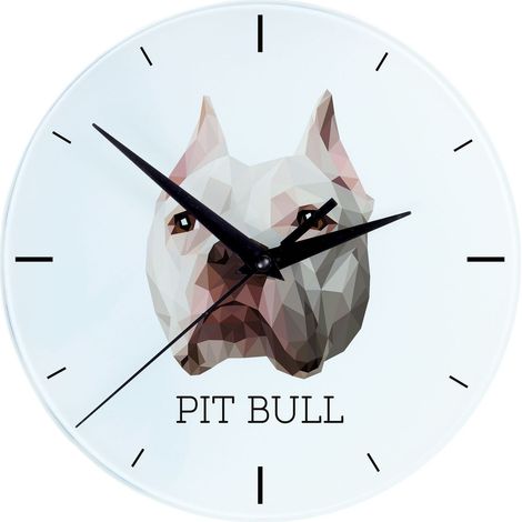American Pit Bull Terrier, Pit Bull, American Pit Bull Terrier, Pitbul, apbt - orologio da parete geometrico con foto e iscrizione di Art-Dog (1/4)