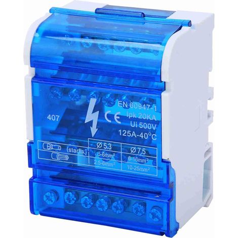 Boîte de Distribution de Rail Din 125A/500V, 407 Boîte, 4 IN 24 OUT, Répartiteur Étagé Tétrapolaire, Boîte de Jonction à 4 Niveaux pour Génie Électrique (1/5)