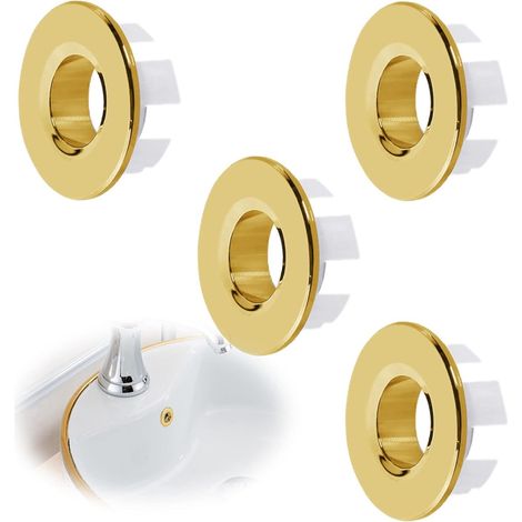 Couvercles de trop plein lot de 4 dorés ronds pour lavabo évier salle de bains et cuisine anneaux de trop plein pour trous d'évacuation (1/5)